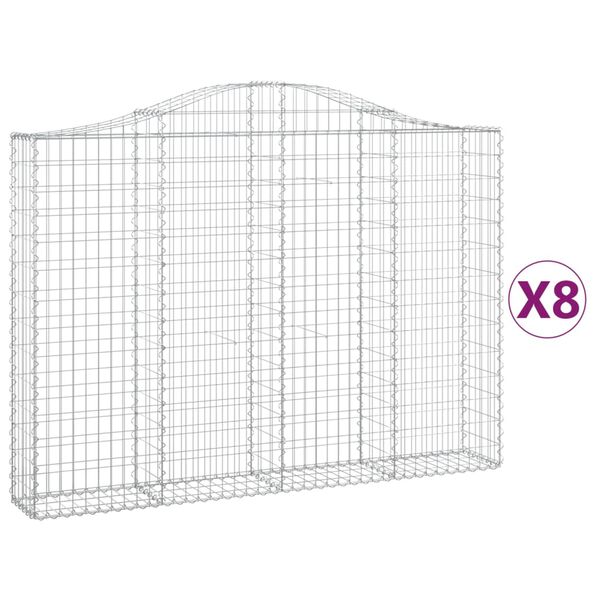 vidaXL kaarekujulised gabioonkorvid 8 tk, 200x30x140/160 cm, raud