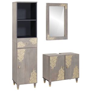 vidaXL Vannitoa kapikomplekt sahtliga 3 pcs Hall Tugev mango puu