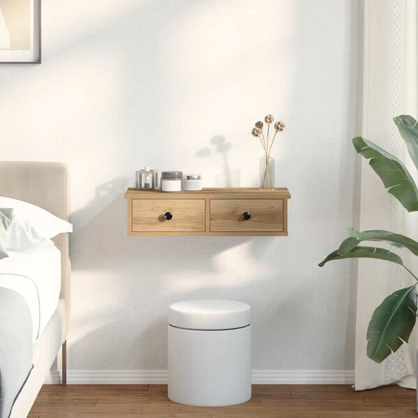 vidaXL seinariiul sahtlitega, käsitöötamm, 60 x 28 x 15 cm, tehispuit