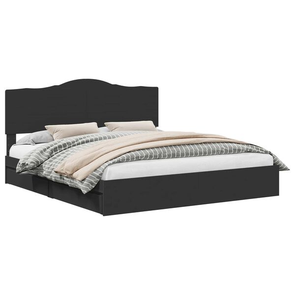 vidaXL Laos voodi peaga sahtliga Must 200 x 200 cm Tehispuit