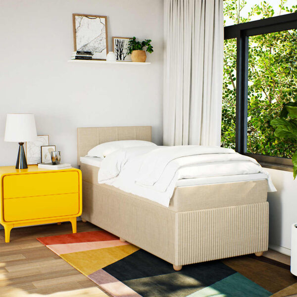 vidaXL kontinentaalvoodi madratsiga, kreemjas, 100x200 cm, kangas