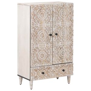 vidaXL K&otilde;rge Laud sahtliga Valge 60 x 33,5 x 100 cm Tugev mango puu