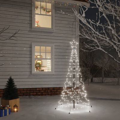 vidaXL jõulupuu vaiaga, külm valge, 200 LEDi, 180 cm