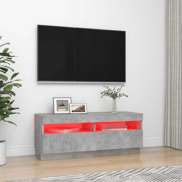 vidaXL telerialus LED-tuledega, betoonhall, 100 x 35 x 40 cm