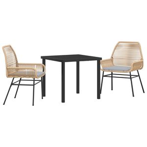 vidaXL Aia s&ouml;&ouml;gilaudade komplekt padjaga 3 pcs Pruun pol&uuml;rotang