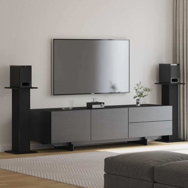 vidaXL Kõlarite staat 2 pcs Must tamm 30 x 30 x 80 cm Tehispuit