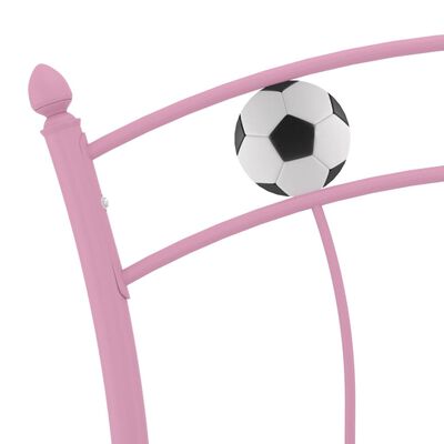 vidaXL voodiraam jalgpalli disainiga, roosa, metall, 90 x 200 cm