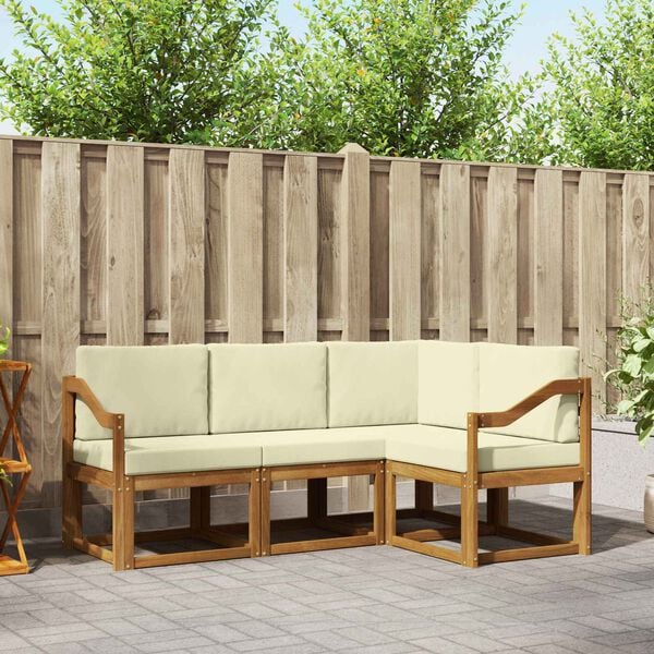 vidaXL V&auml;li diivanikomplekt padjaga 4 pcs Looduslik ja kreem