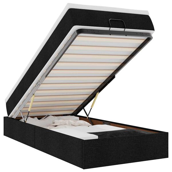 vidaXL Ottomani voodiraam madratsiga, must, 90x200cm, kangas