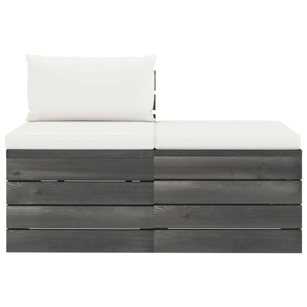 vidaXL 2-osaline kaubaalustest aiadiivani komplekt patjadega männipuit