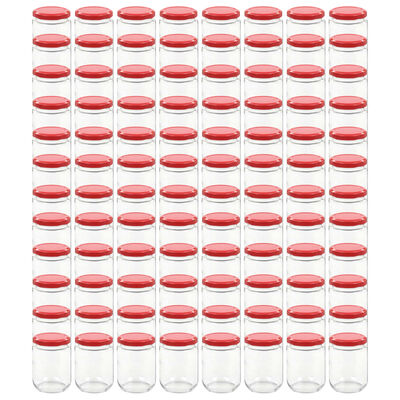 vidaXL klaasist moosipurgid punaste kaantega 96 tk, 230 ml
