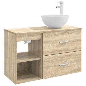 vidaXL Vannitoa m&ouml;&ouml;bleset 2 pcs Sonoma tamm Tehispuit