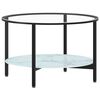vidaXL teelaud, must ja valge marmor, 70 cm, karastatud klaas