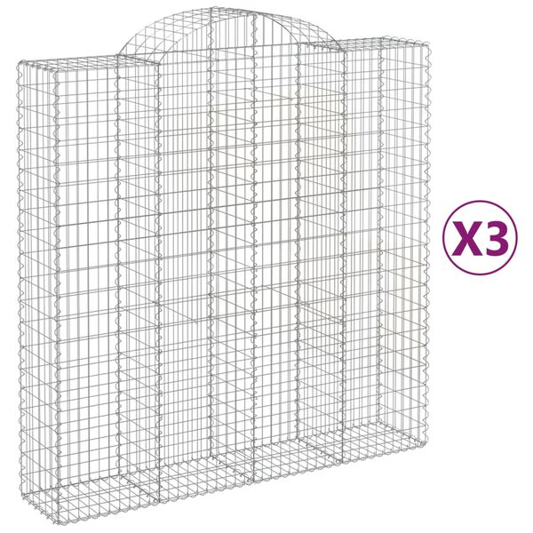 vidaXL kaarekujulised gabioonkorvid 3 tk, 200x50x200/220 cm, raud