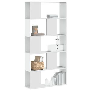 vidaXL raamaturiiul 5-korruseline, valge, 80,5x23,5x162,5 cm tehispuit