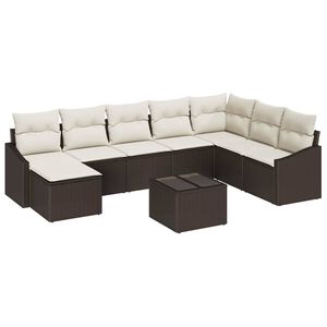 vidaXL Aia Diivanikomplekt padjaga 8 pcs Pruun ja kreem pol&uuml;rotang