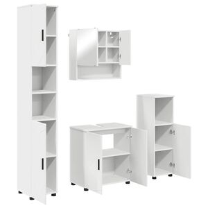 vidaXL Vannitoa m&ouml;&ouml;bleset ladustamisega 4 pcs Valge Tehispuit & Metall