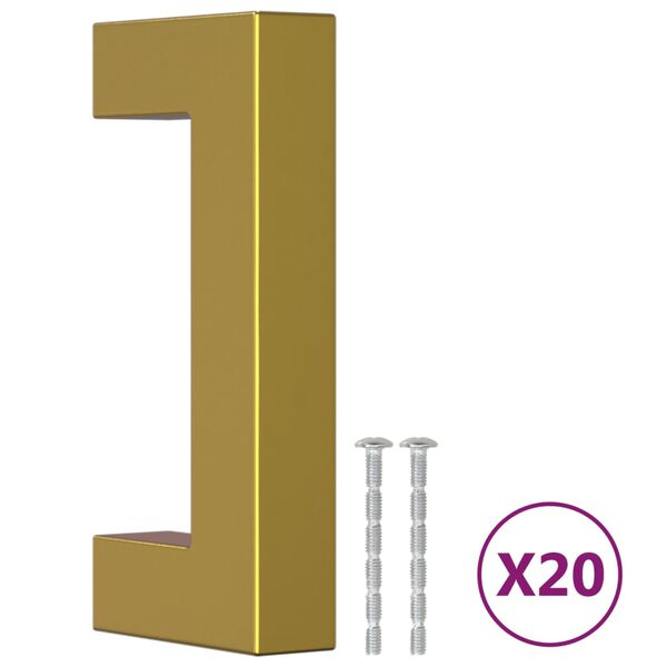 vidaXL kapi k&auml;epidemed 20 tk, kuldne, 64 mm, roostevaba teras