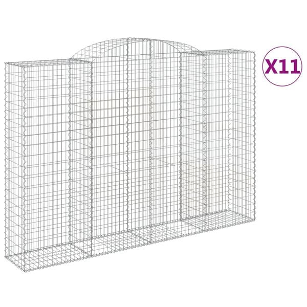 vidaXL kaarekujulised gabioonkorvid 11 tk, 300x50x200/220 cm, raud