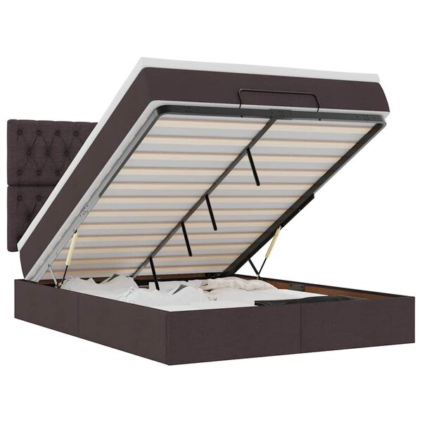 vidaXL Ottomani voodiraam madratsiga, tumepruun, 140x200 cm, kangas