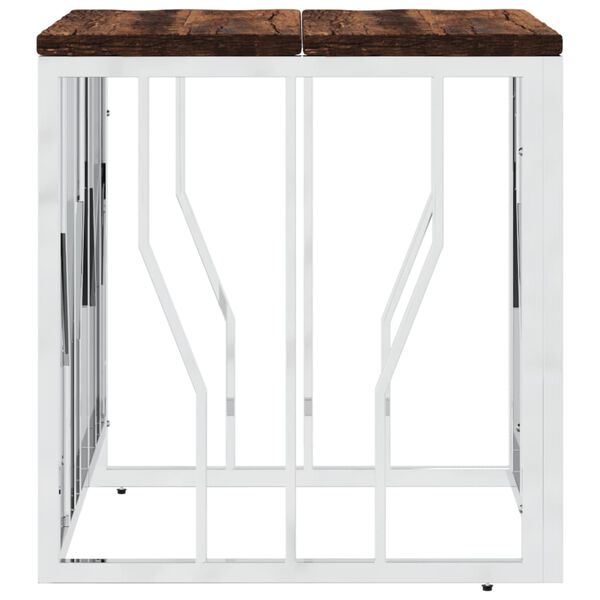 vidaXL kohvilaud, hõbedane, roostevaba teras ja taastatud puit