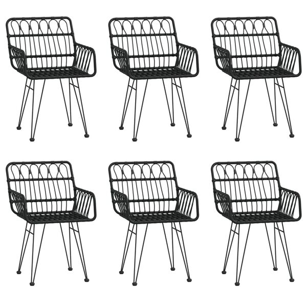 vidaXL 7-osaline aiamööblikomplekt, must, polürotang