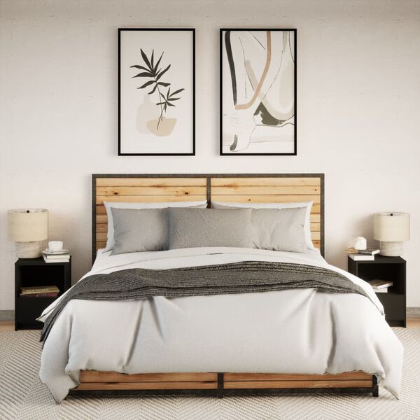 vidaXL &ouml;&ouml;kapid LED-valgustusega 2 tk, must, tehispuit