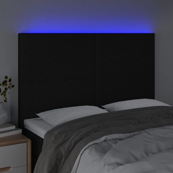 vidaXL LED-voodipeats, must, 144x5x118/128 cm, kangas