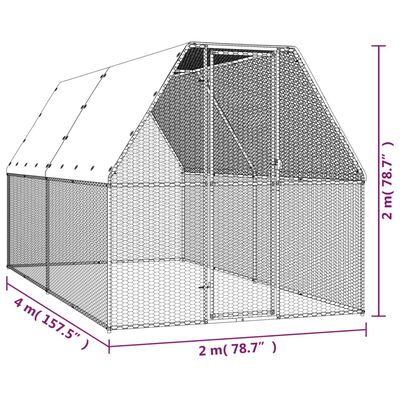 vidaXL õue kanapuur, 2 x 4 x 2 m, tsingitud teras
