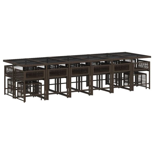 vidaXL 17-osaline aia s&ouml;&ouml;gim&ouml;&ouml;bli komplekt patjadega pruun, pol&uuml;rotang