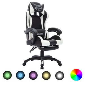 vidaXL v&otilde;idus&otilde;idutool RGB LED-tuledega, valge ja must, kunstnahk