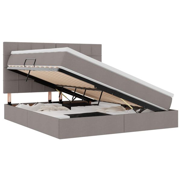 vidaXL LED-valgusega hoiuvoodi Pruunikashall 160 x 200 cm Pol&uuml;ester