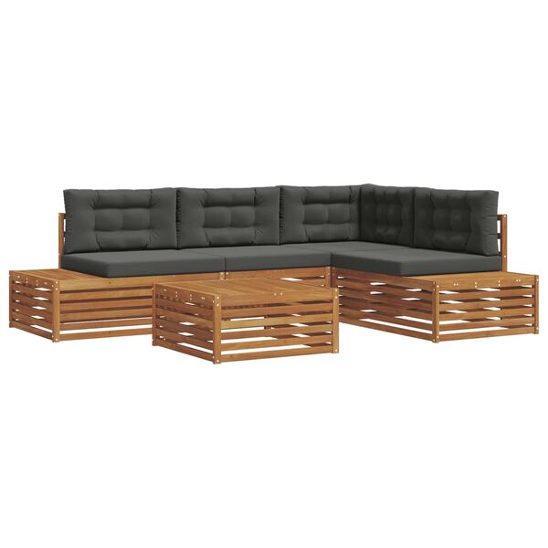 vidaXL V&auml;li diivanikomplekt padjaga 5 T&uuml;kk Looduslik ja antriit