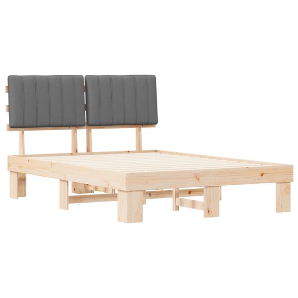 vidaXL Voodiraam Pehme Peatoega peaga Helehall 140 x 200 cm Tahke m&auml;nd