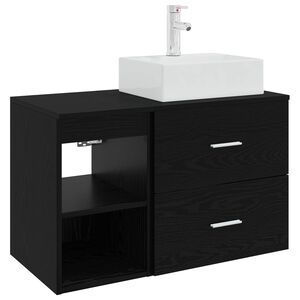 vidaXL Vannitoa m&ouml;&ouml;bleset 2 pcs Must tamm Tehispuit