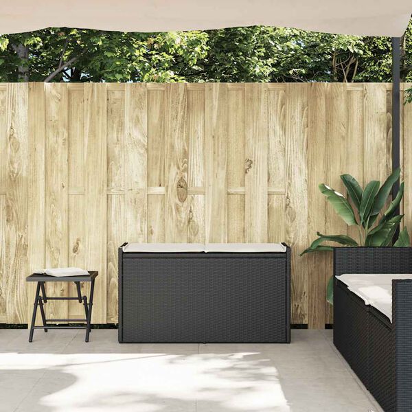 vidaXL välihoiupink padjaga, must 100 cm polürotangist