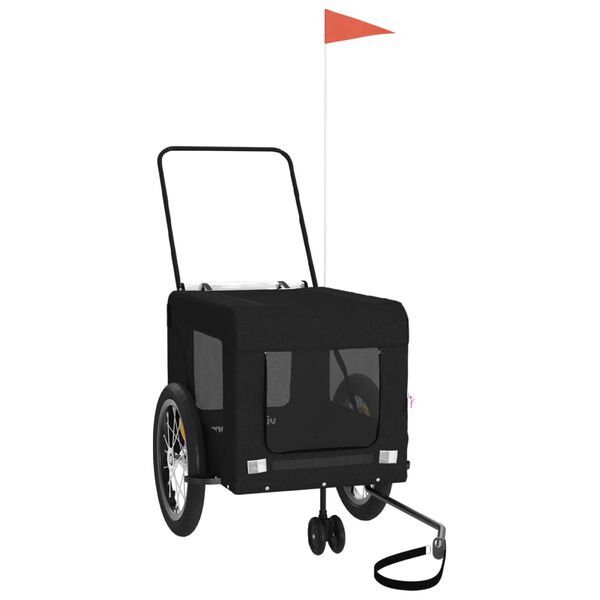 vidaXL lemmiklooma ratta j&auml;relk&auml;ru, must, oxford kangas/raud