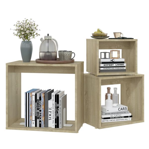 vidaXL üksteise alla mahtuvad lauad, 3 tk, Sonoma tamm, puitlaastplaat