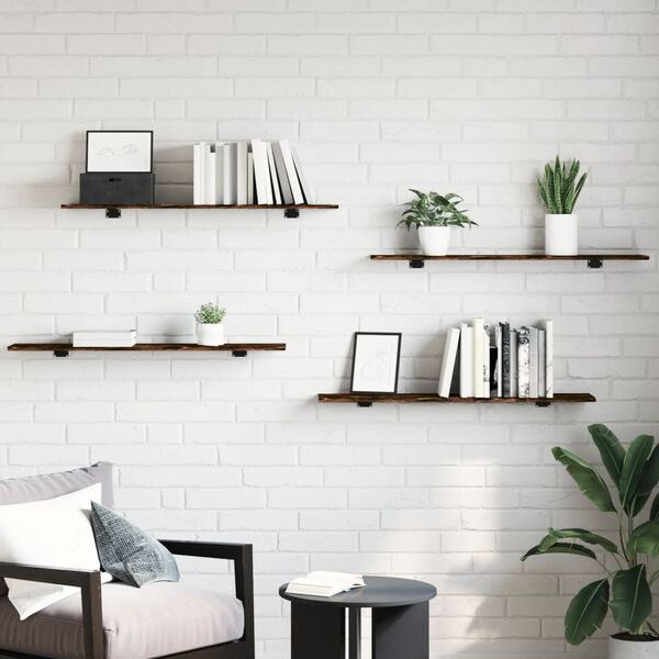 vidaXL seinariiulid 4 tk, suitsutatud tamm, 100x20x1,5 cm, tehispuit