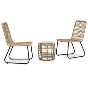 vidaXL 3-osaline bistrookomplekt, pol&uuml;rotang, tammev&auml;rvi