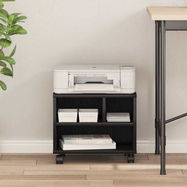vidaXL Printeri alus Must tamm 41 x 32 x 34,5 cm Tehispuit