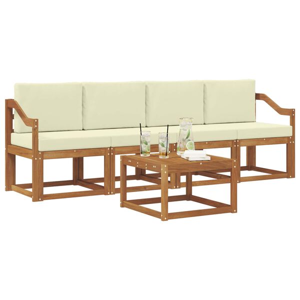 vidaXL V&auml;li diivanikomplekt padjaga 5 pcs Looduslik ja kreem