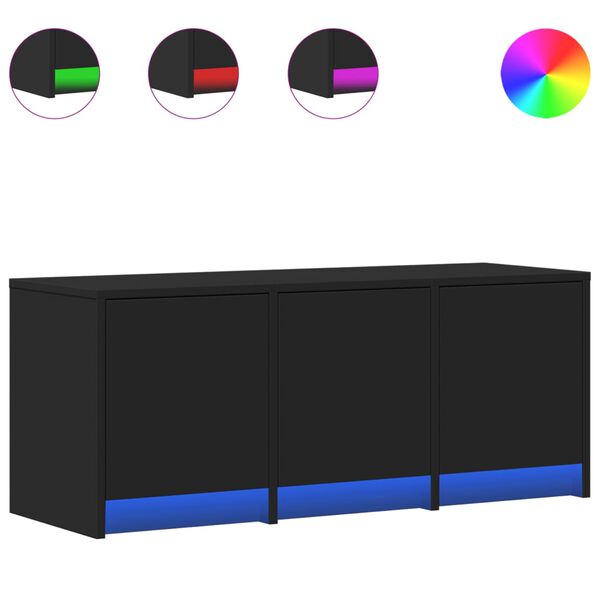 vidaXL telerikapp LED-tuledega, must, 97x34x40 cm, tehispuit