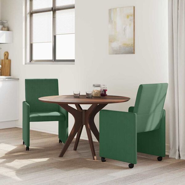 vidaXL Söögitoa Toolid ratastega 2 pcs Hall roheline 57 x 66 x 94 cm