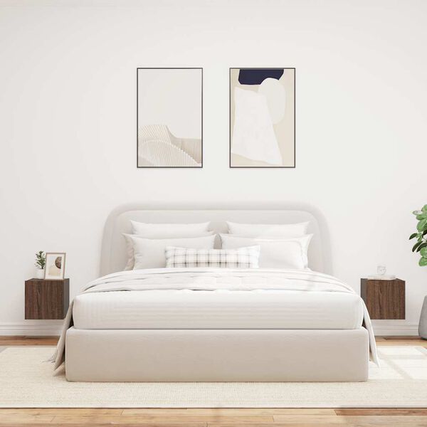 vidaXL teleri seinakapid LED-tuledega 2 tk, pruun tamm, 30,5x35x30 cm