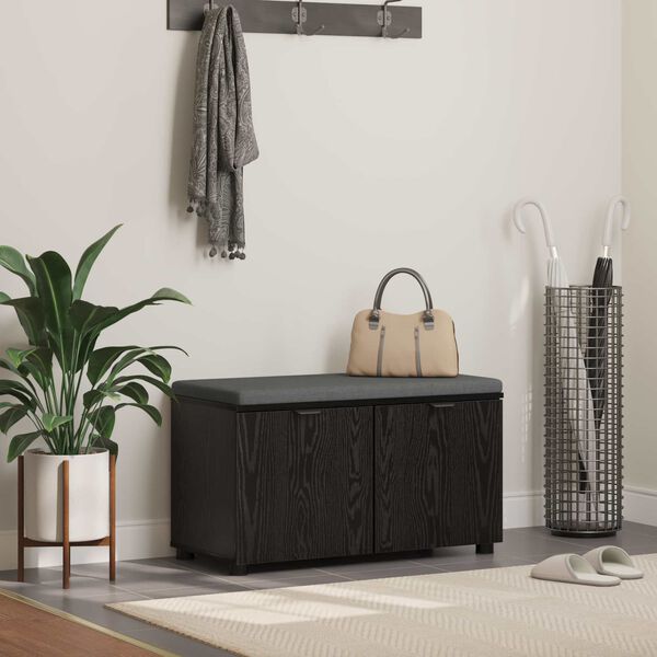 vidaXL Hallipink padjaga ladustamisega Must tamm 80 x 46 x 46 cm