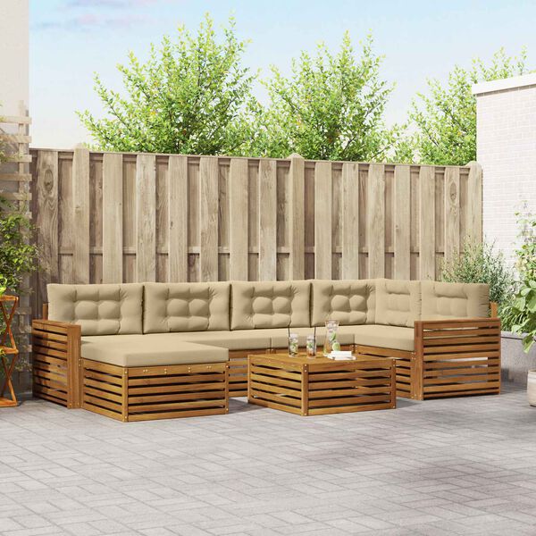 vidaXL V&auml;li diivanikomplekt padjaga 7 pcs Looduslik ja beež