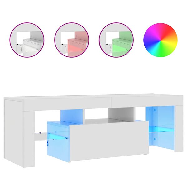 vidaXL telerialus LED-tuledega, kõrgläikega valge, 120 x 35 x 40 cm