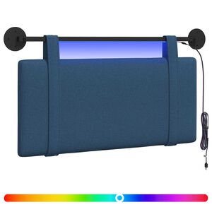 vidaXL Rippuv voodipeats LED-valgustusega Sinine kangas