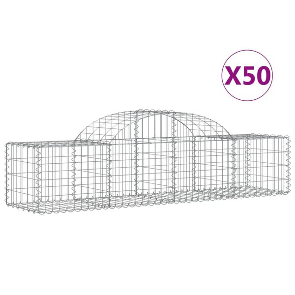 vidaXL kaarekujulised gabioonkorvid 50 tk, 200x50x40/60 cm, raud